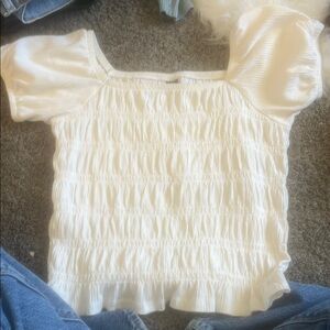Elegant White Smocked Top